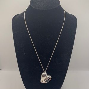 Sterling heart pendant 1” on an 18” sterling chain